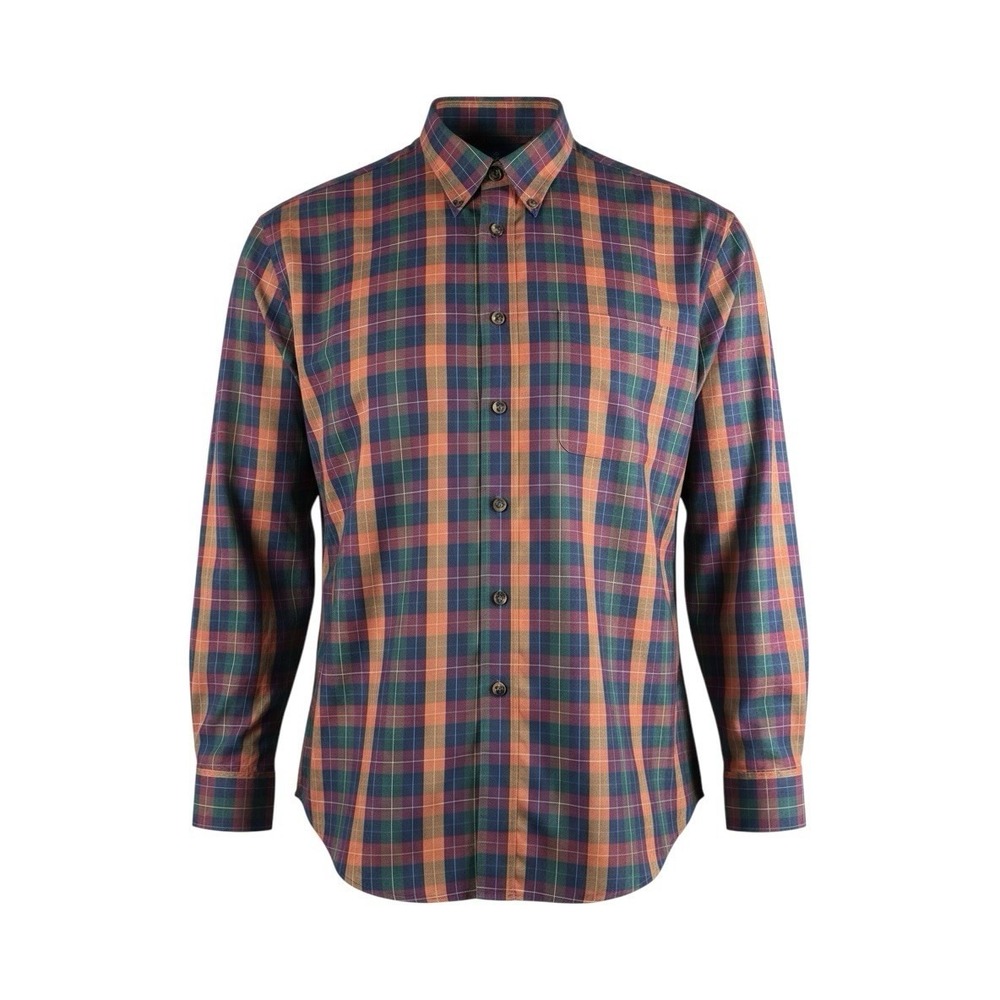 Enro Non Iron Poplin Plaid Button Down Shirt Mens Large Multicolor Cotton